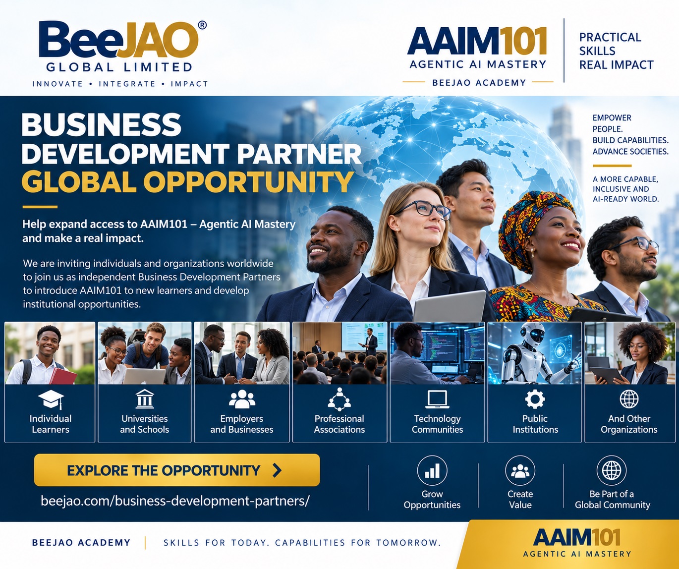 BeeJAO Business Development Partner global opportunity for AAIM101 Agentic AI Mastery